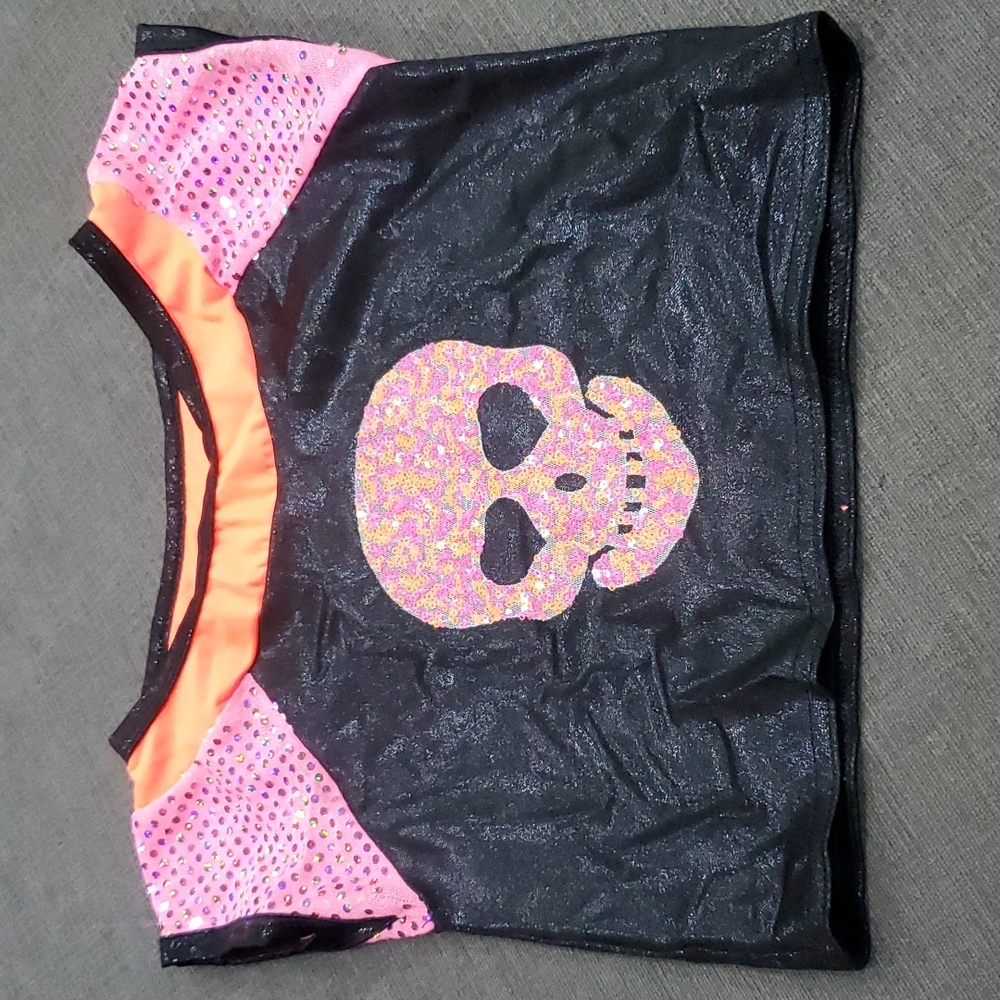 💥50% sale💥 Skull sequin dance top Toxic szS #b338